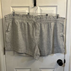 NWT A New Day Women’s Shorts 4X Gray White Stripe Linen Blend Drawstring Plus